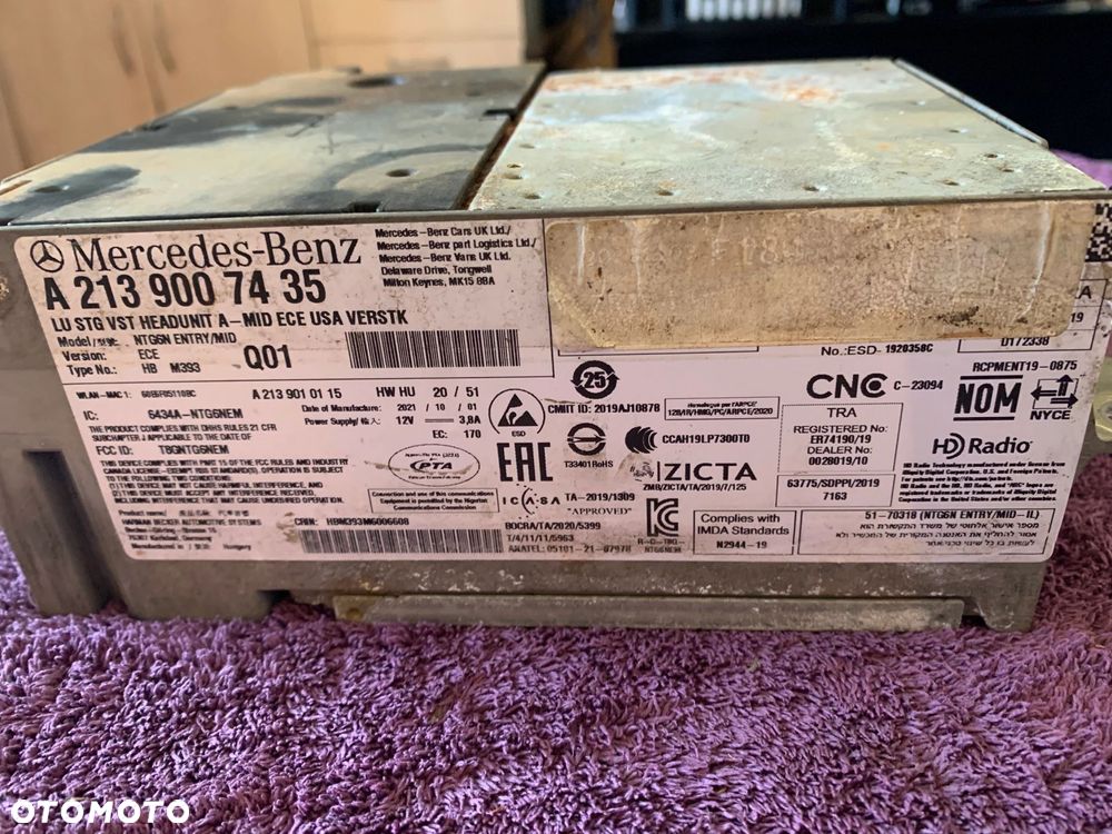 RADIO NAWIGACJA HEADUNIT MERCEDES W222 W213 A2139007435 - 2