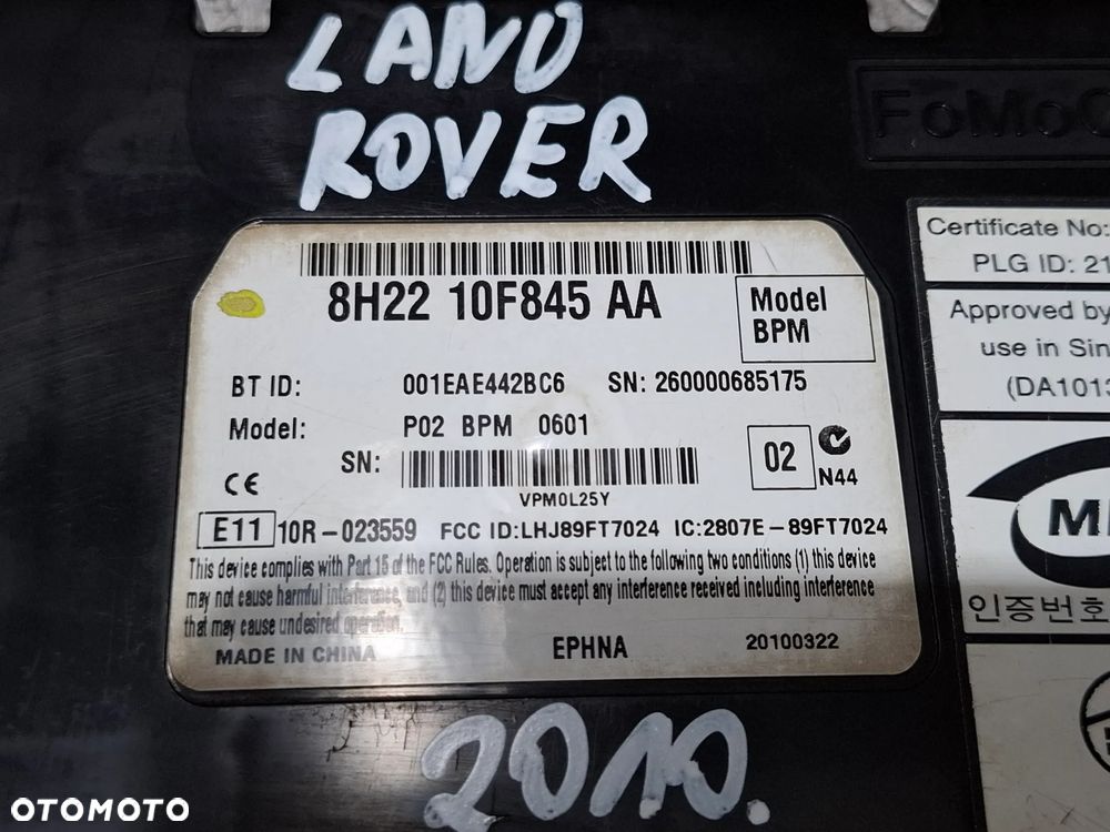 Moduł sterownik bluetooth Land Rover Range Rover Sport rok 2010 lift 5,0 V8 510 KM nr 8H2210F845AA - 2