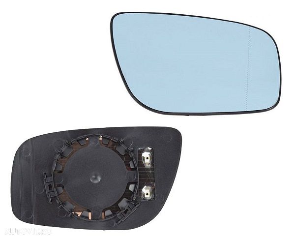 Geam oglinda exterioara cu suport fixare Mercedes Clasa E (W211) Sedan/Combi, 06.2006-12.2009, Dreapta, incalzita; geam asferic; geam albastru - 1