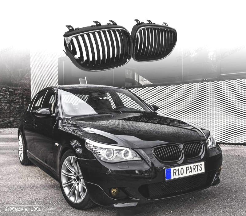 GRELHAS FRONTAIS BMW E60 E61 03-10 LOOK M PERFORMANCE PRETO BRILHANTE - 1