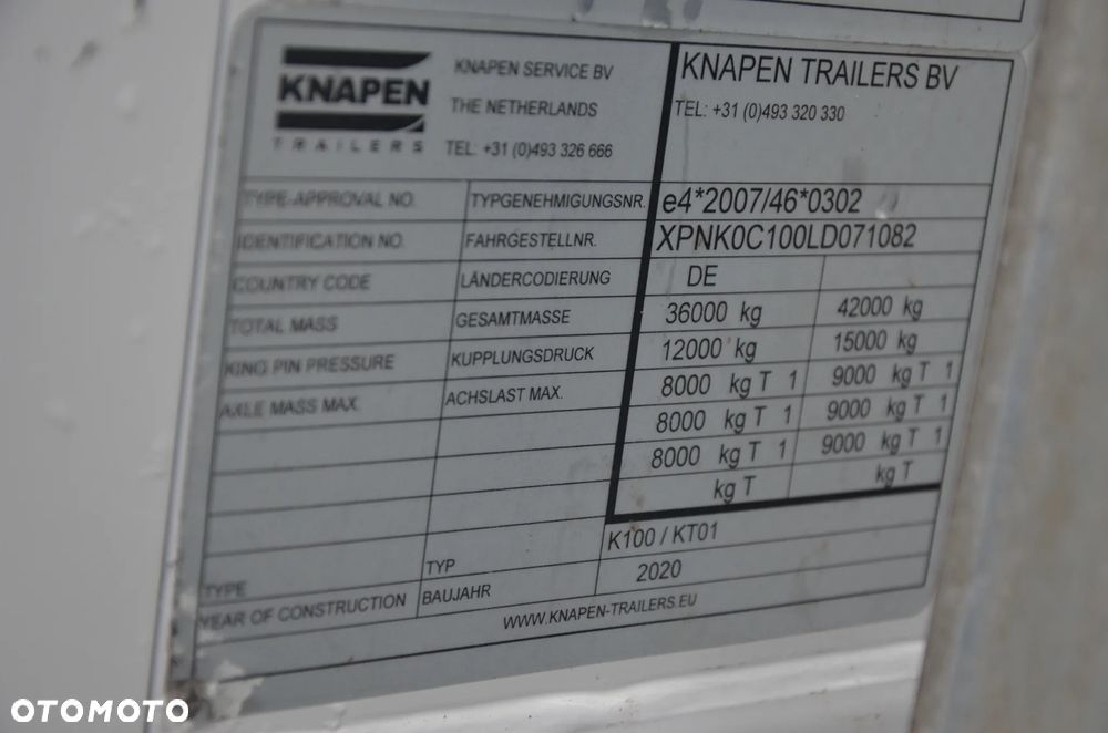 Knapen K100 / RUCHOMA PODŁOGA / WALKING FLOOR / OŚ PODNOSZONA / WABCO / DE 1082 - 14