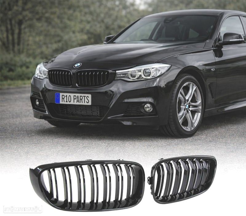 GRELHA DUPLA BMW SERIE 3 GT F34 13-18 LOOK M4 PRETO BRILHANTE - 1