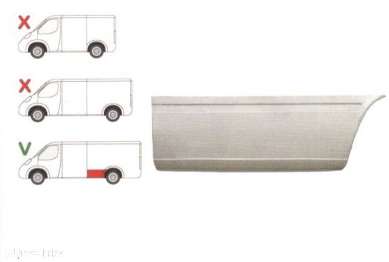 Segment reparatie aripa spate Mercedes Sprinter 1995-2007, VW LT 1995-2006 L=2900 stanga/dreapta, Spate, baza roti :4025 mm, in fata rotii - 1