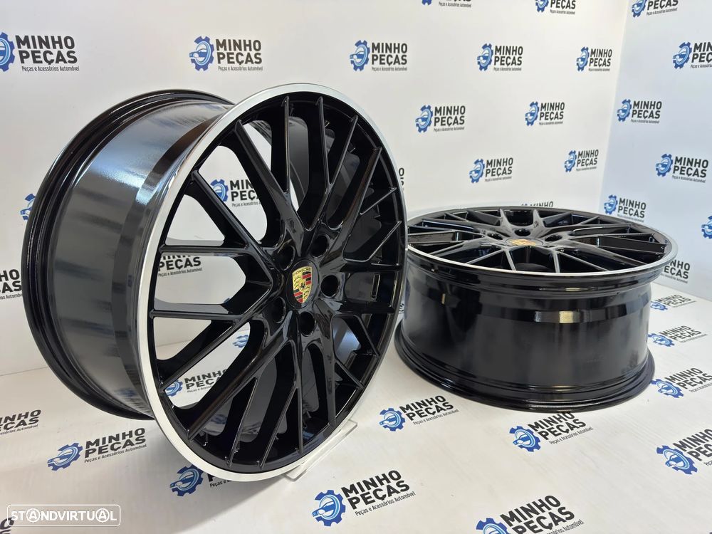 Jantes look Porsche Panamera em 21 (5x130) Preto Brilho Aro Polido - 6