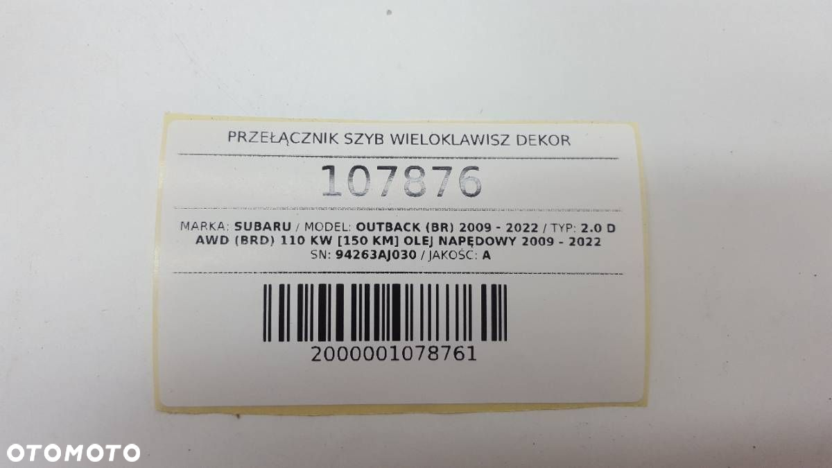 PRZEŁĄCZNIK SZYB PANEL SUBARU OTBACK IV BR EU - 6