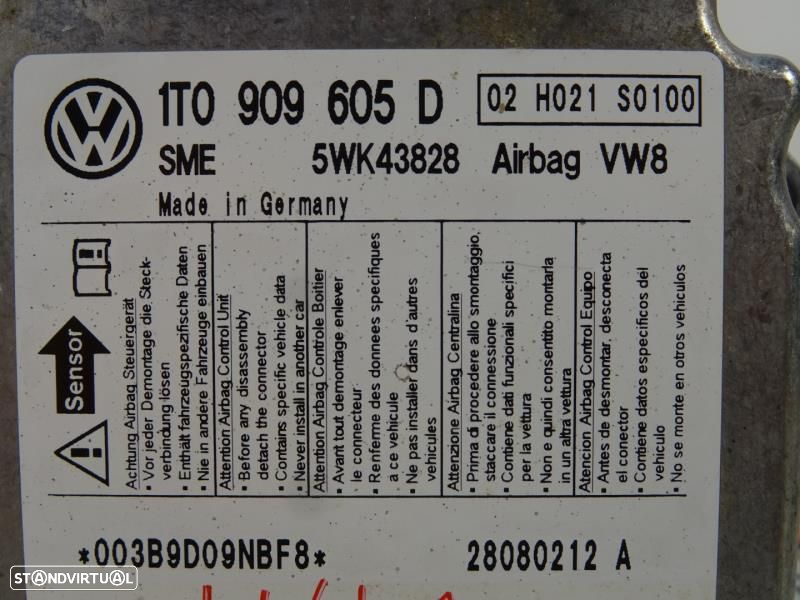 Centralina De Airbags Volkswagen Touran (1T1, 1T2)  1T0 909 605 D / 5W - 2