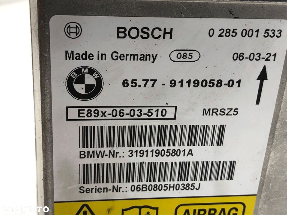 SENSOR AIRBAG  BMW 3 (E90) 2004 - 2012 318 i 95 kW [129 KM] benzyna 2005 - 2007 9119058 - 4