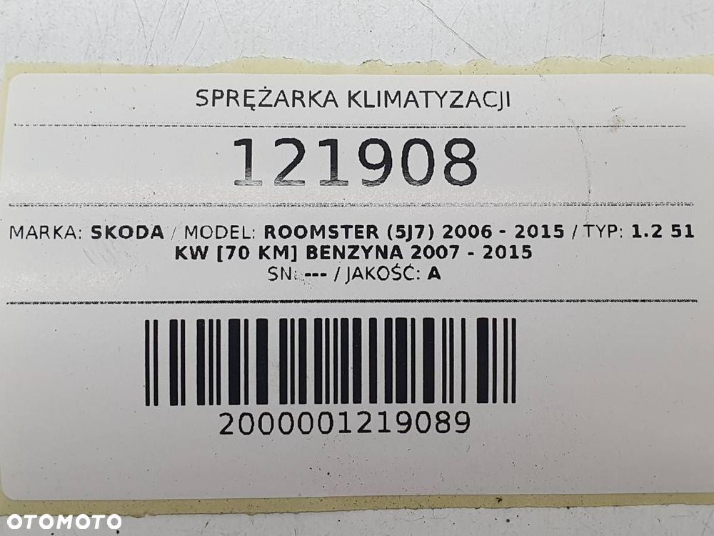 SPRĘŻARKA KOMPRESOR KLIMATYZACJI SKODA ROOMSTER 1.2 B - 8
