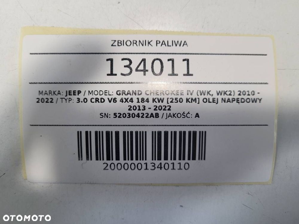 ZBIORNIK PALIWA BAK JEEP GRAND CHEROKEE IV WK2 3.0 CRD 250KM 52030422AB - 11