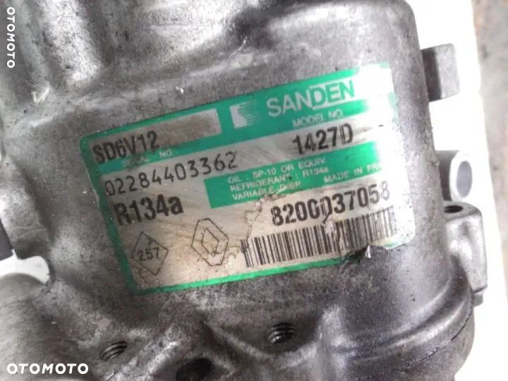 RENAULT CLIO II LIFT 1.2 16V KOMPRESOR SPRĘŻARKA KLIMATYZACJI 8200037058 SANDEN ORYGINAŁ POSIADA - 2