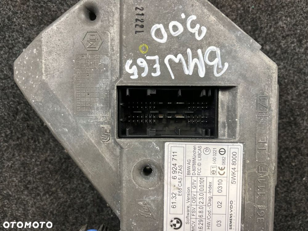 bmw e65 moduł cas satcyjka kluczyk 6924711 - 6