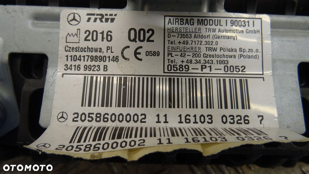 mercedes c klasa w205 airbag pasażera 2058600002 nr m379 - 5