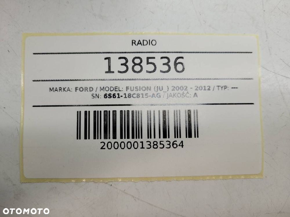RADIO RADIOODTWARZACZ CD FORD FUSION 6S61-18C815-AG - 11