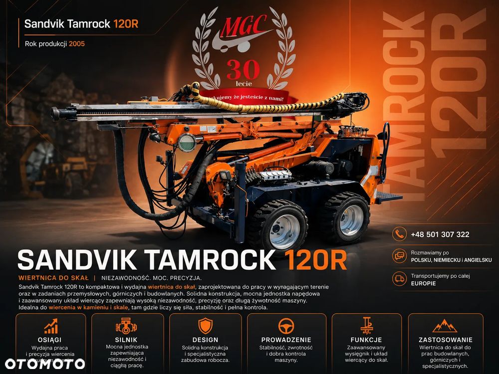 Sandvik Tamrock COMMANDO 120R 4X4 / WIERTNICA DO SKAŁ / SERWISOWANA / 1 WŁ / PEŁNA DOKUMENTACJA / WIELE CZĘŚCI ZAMIENNYCH / ZDALNE STEROWANIE / SILNIK CAT / TRANSPORT / NOWE OPONY - 2