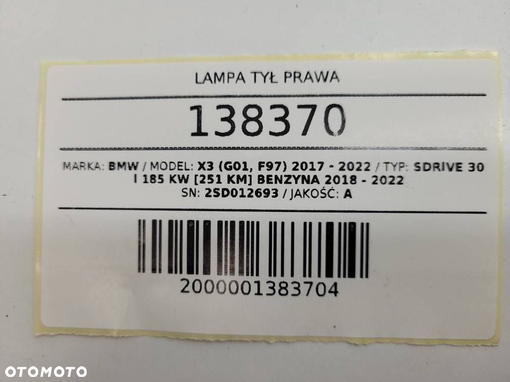 LAMPA TYŁ TYLNA PRAWA BMW X3 G01 7408740 - 11