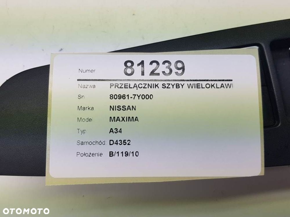 PRZEŁĄCZNIK PANEL SZYB NISSAN MAXIMA A34 2005 EU - 3