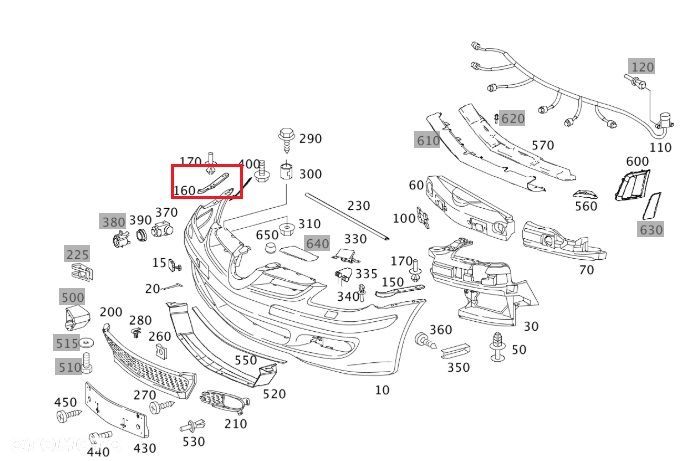 MERCEDES SLK R171 Slizg mocowanie zderzaka przod OE - 2
