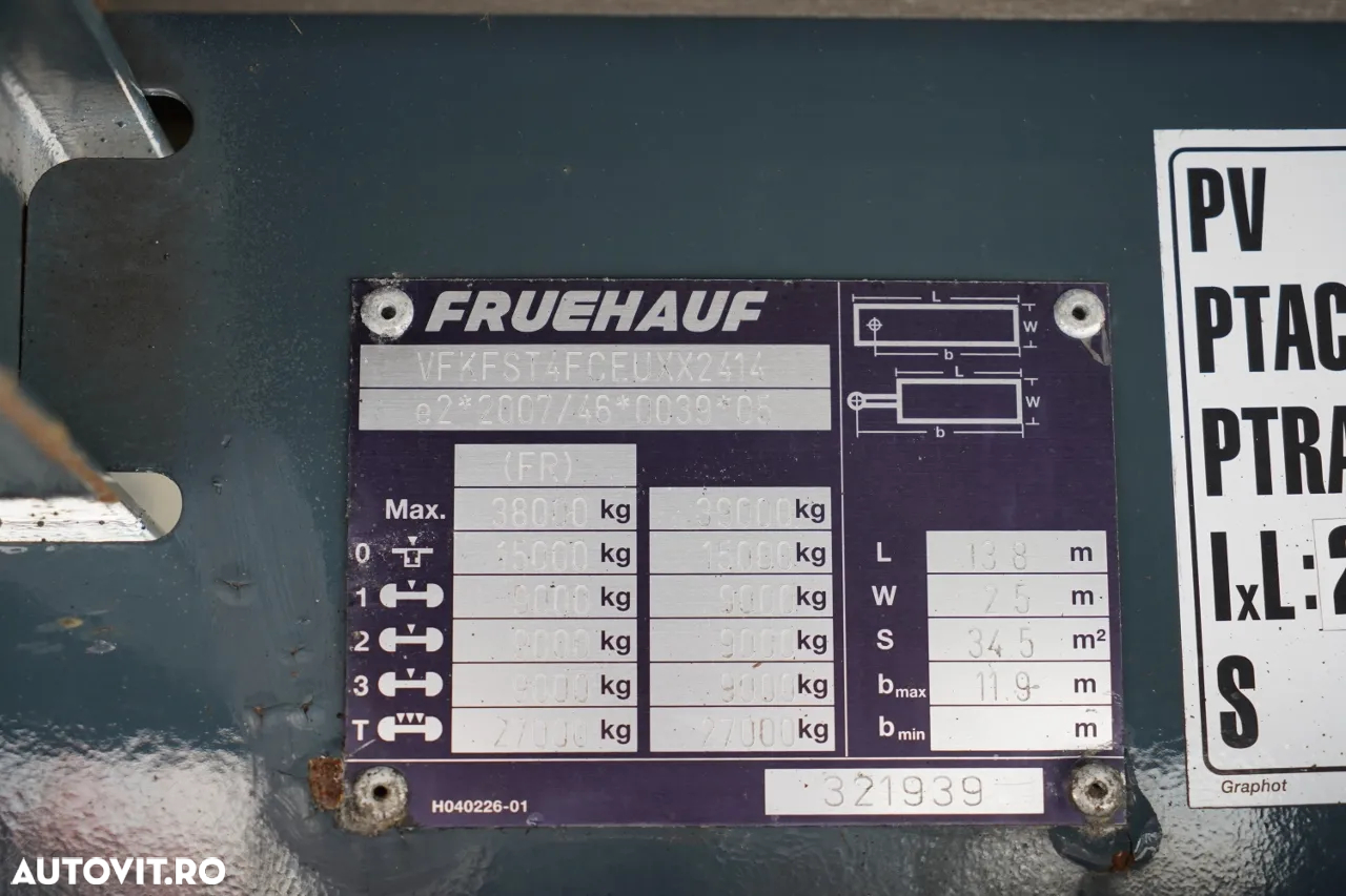 Fruehauf IZOTERMĂ / CONTAINER / KOFFER / PODEA FOARTE REZISTENTĂ: SLĂBĂ DE BALUSTRATĂ - 23