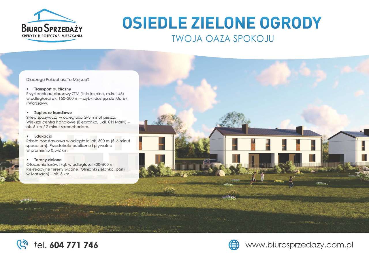 POŁÓWKA BLIŹNIAKA Z GARAŻEM TUŻ ZA GRANICĄ MAREK - Pełny obrazek: 3/7