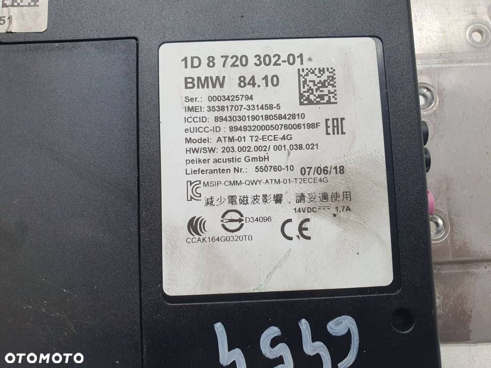 MODUŁ STEROWNIK BLUETOOTH BMW 3 F30 F31 F20 F21 F34 EU 8720302 - 2