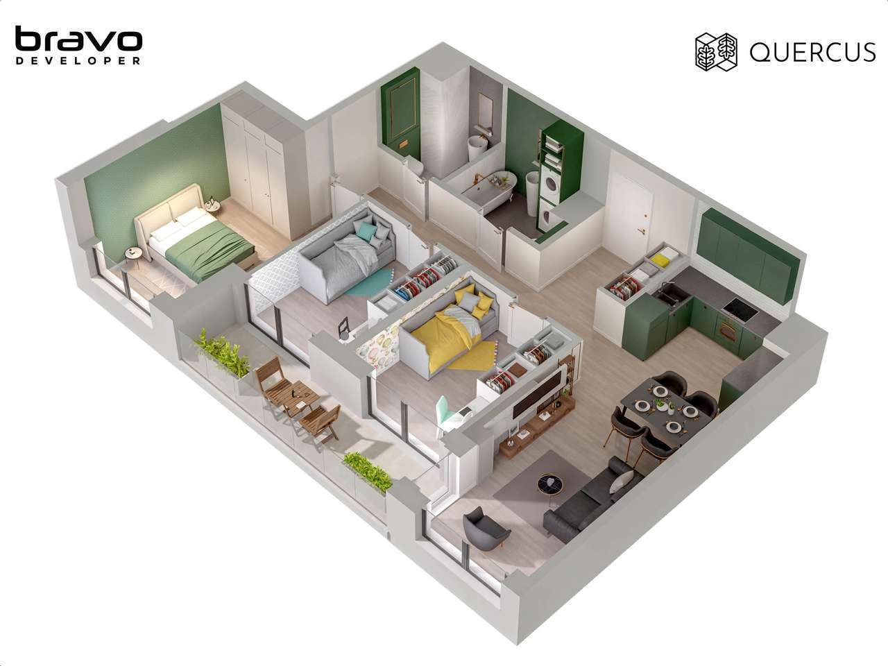 Quercus C.91.C 4 pokoje i balkon 7,21 m²
