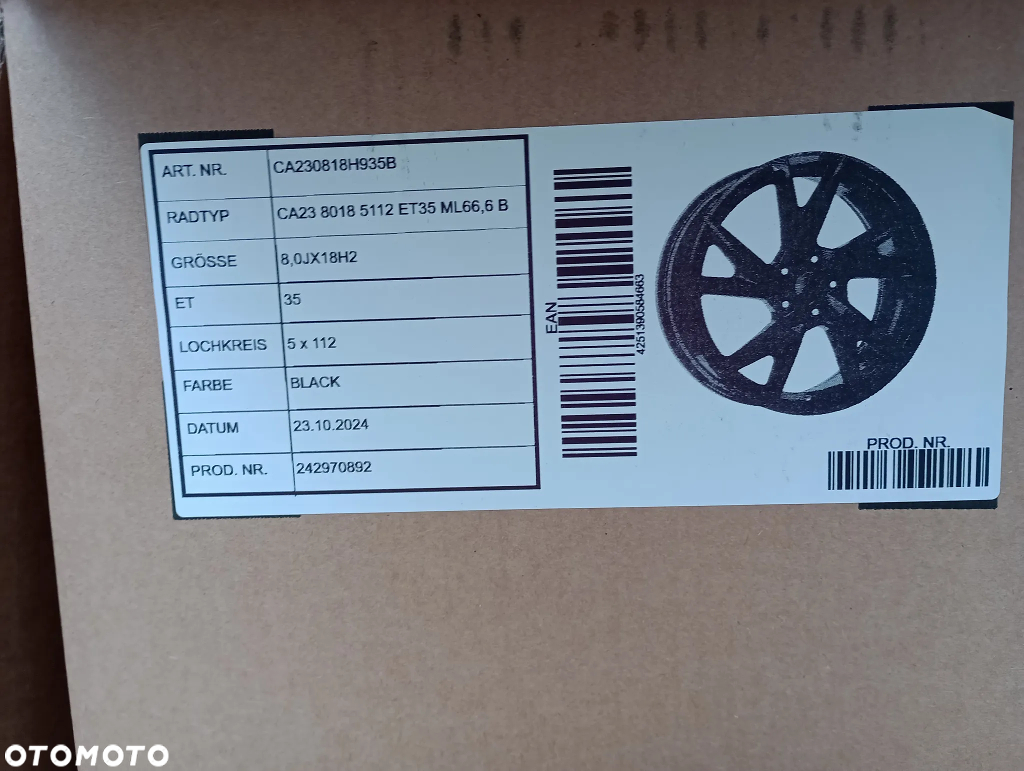 FELGI ALUMINIOWE NOWE 5x112 R18 8J ET35 66,6 AUDI A3 A4 A5 A6 A7 A8 Q2 Q3 Q5 TT - 8