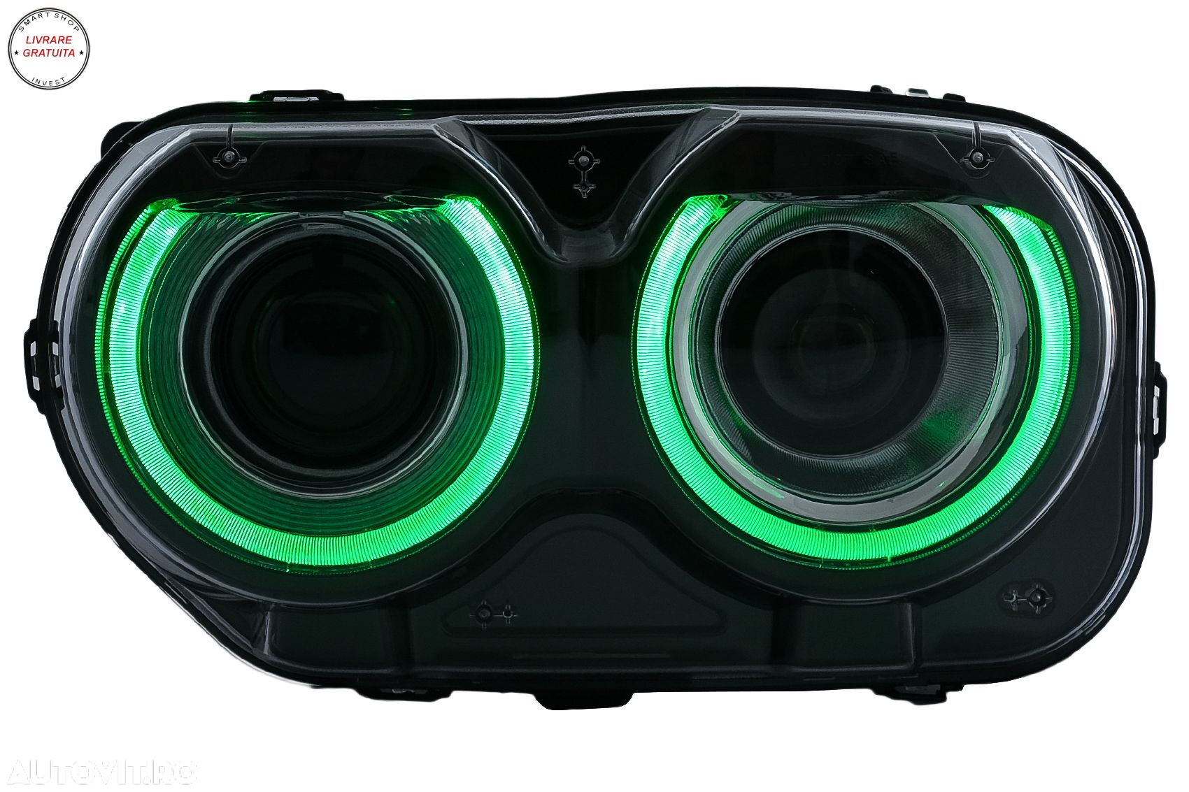 Faruri LED Dodge Challenger (2015-2024) Negru cu Lumini RGB- livrare gratuita - 15