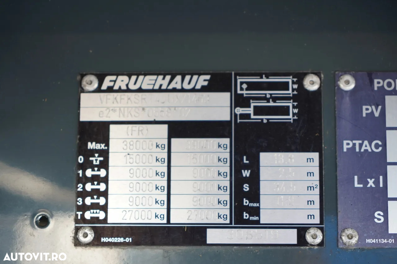 Fruehauf / CONTAINER / KOFFER / OBLOANE RULANTE / PODEA FOARTE REZISTENTĂ: ȘI PLĂCI - 19