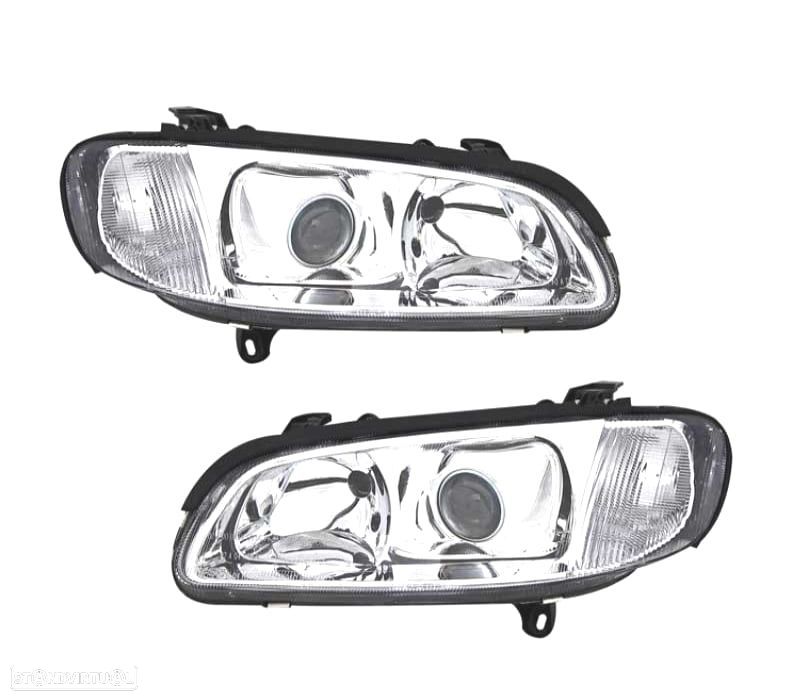 FARÓIS FRONTAIS PARA OPEL OMEGA B 94-99 FUNDO CROMADO - 1
