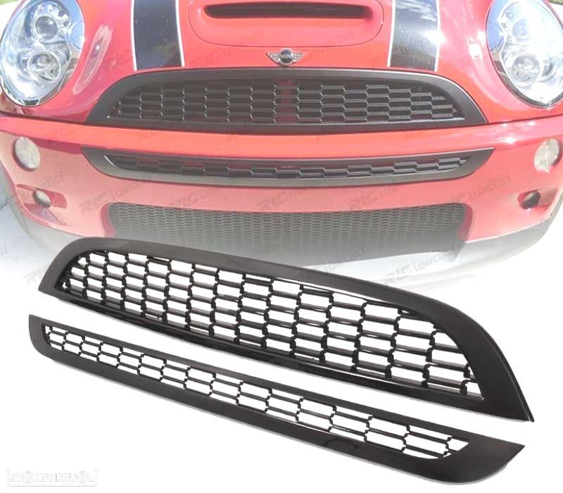 GRELHA FRONTAL PARA MINI COOPER S 01-06 PRETO BRILHANTE - 1