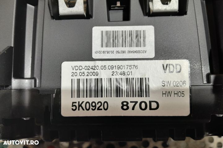 Ceasuri bord 5K0920870D Volkswagen VW Golf 6 [2008 - 2015] Hatchback - 6