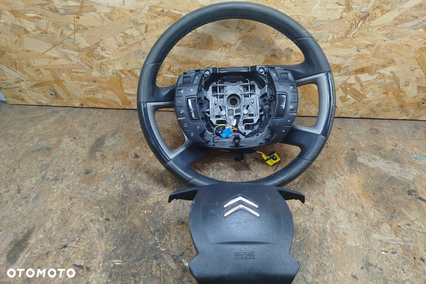 kierownica z poduszką SKÓRA Czarna multifunkcja do citroen c5 III X7 08-