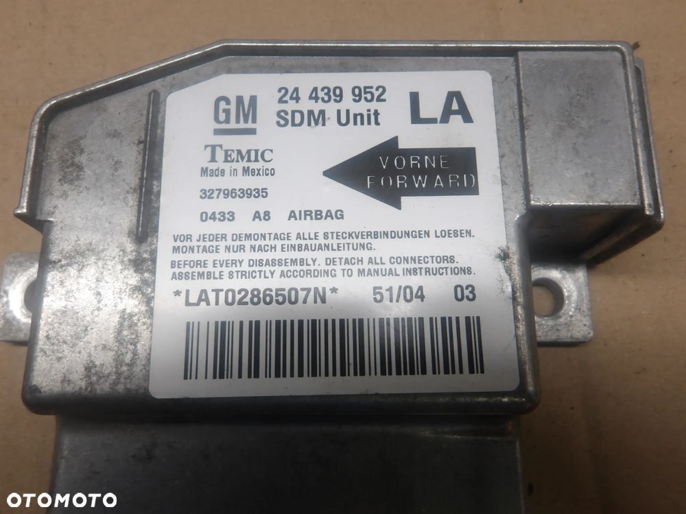 OPEL CORSA C LIFT 03-06 1.0B MODUŁ SENSOR PODUSZEK POWIETRZNYCH AIRBAG 24439952 - 4