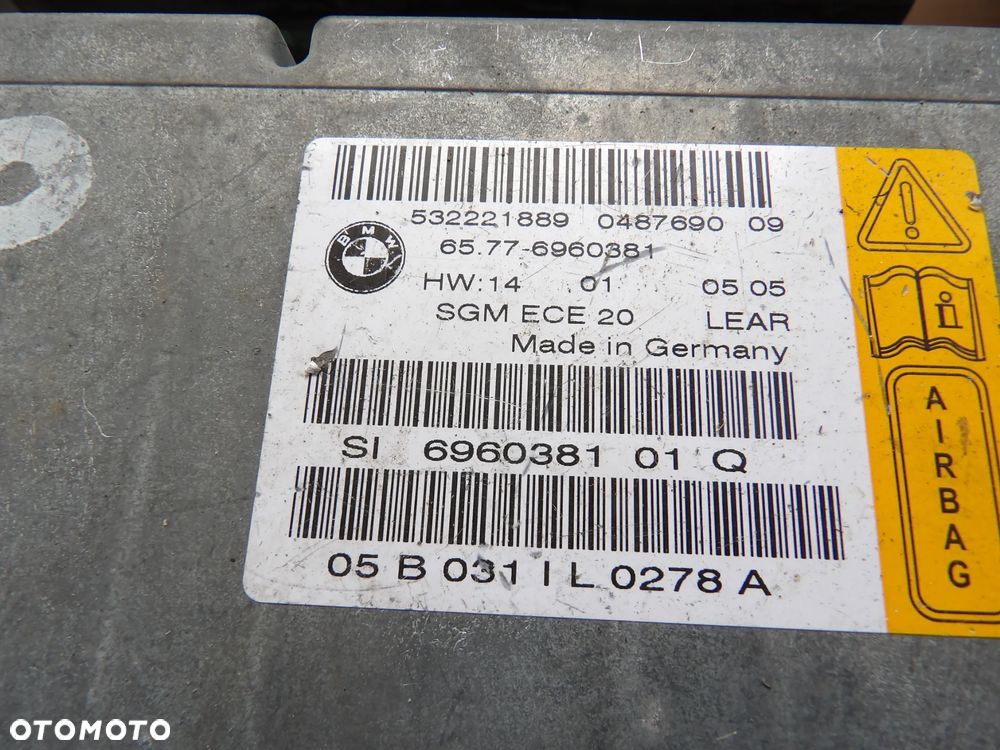 BMW - E60,E61 - MODUŁ , STEROWNIK PODUSZEK POWIETRZNYCH - AIRBAG - 6960381 - 2