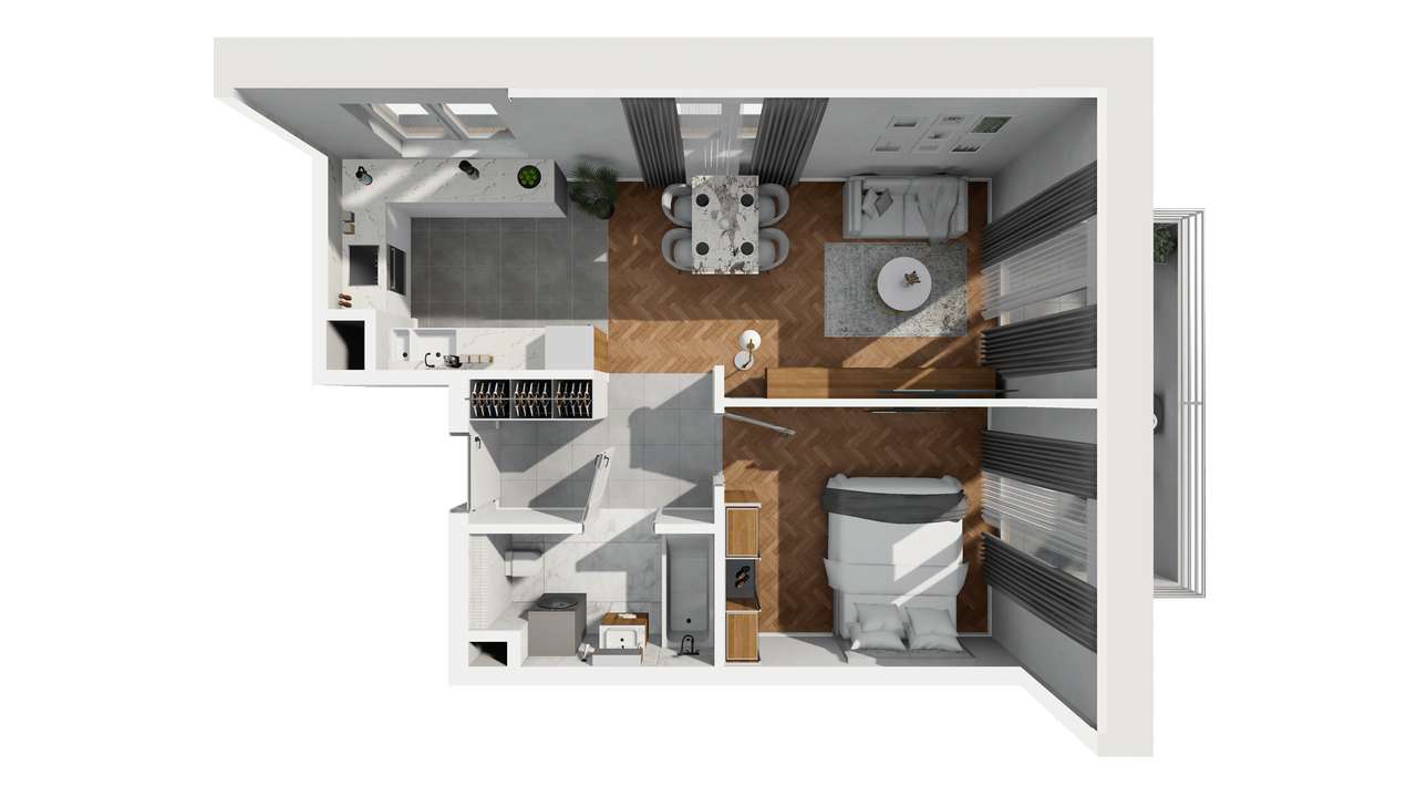 2-pokojowe mieszkanie 45,77 m² | Banacha 12 | Nr 44