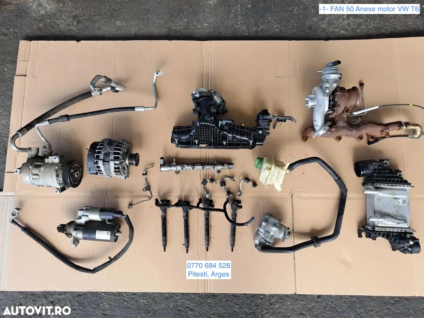 -1- Anexe motor CXH VW T6 2.0 tdi 2019 21 000 km pompa inalta presiune compresor alternator electromotor rampa injectoare pompa servo clapeta acceleratie galerie admisie bujie incandescenta turbina galerie evacuare - 1