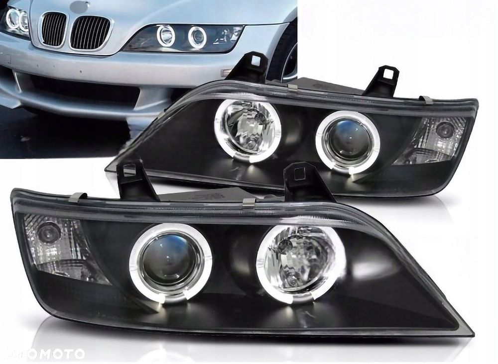 LAMPY REFLEKTORY DO BMW Z3 OD 1996 DO 2002 Roku RINGI LED ŻARÓWKI H1 GRATIS - 1