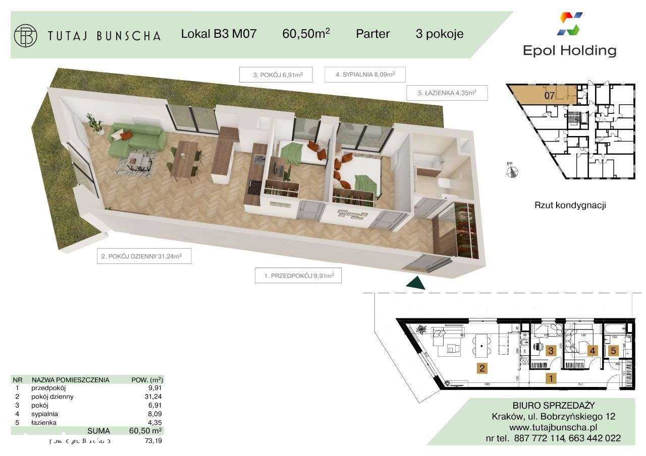 3-pokojowe mieszkanie 60 m2 + ogród 73 m2, Bezpośrednio