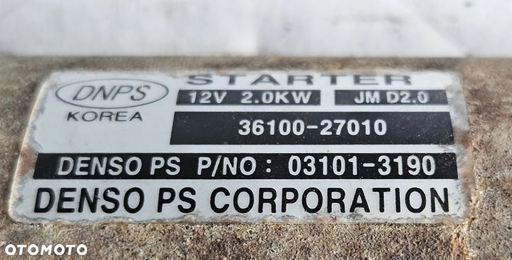 Hyundai Tucson, Santa Fe Kia Sportage 2.0 CRDI rozrusznik 36100-27010 - 6