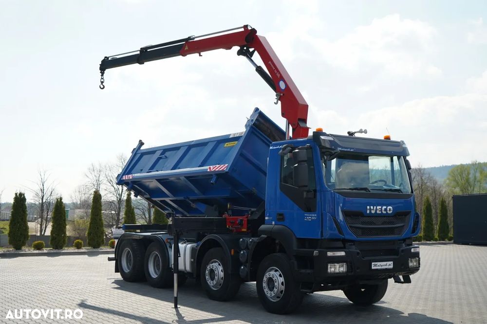 Iveco TRAKKER 410 EEV / 8X4 / Basculantă pe două laturi / HYDROBORTA / BORDMATIC / HDS HMF 1730 K2 / EURO 5 EEV - 11