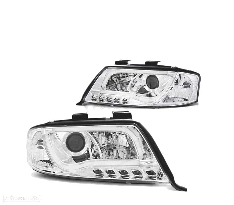 FARÓIS LED PARA AUDI A6 97-01 TRU DRL CROMADO - 1