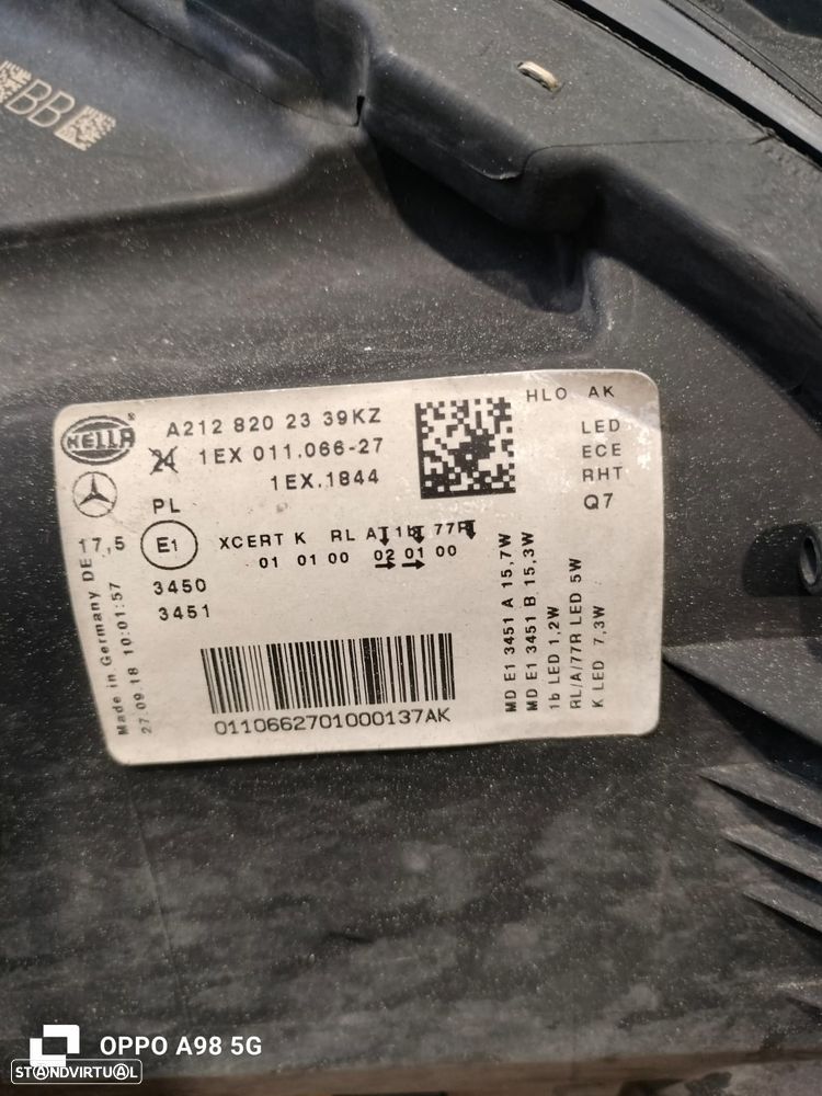 Farol frente esquerdo  Led Mercedes W212 de 2014 - 2