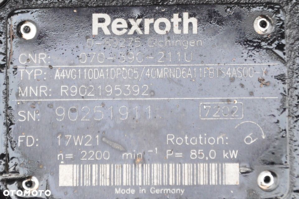 POMPA JAZDY SCHAFFER REXROTH R902195392 / A4VG110DA1DP005/40MRND6A11PB1S4AS00-Y - 7