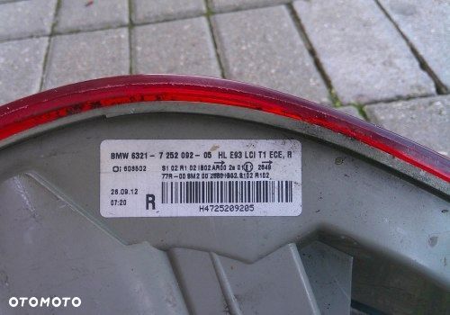 BMW 3 E92 E93 LIFT LCI PRAWA TYLNA LAMPA ORYGINAŁ 6321-7252092-05 - 4