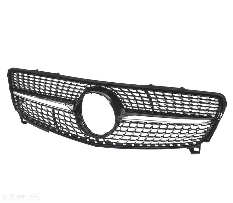 GRELHA FRONTAL MERCEDES CLASE A W176 16-18 PRETO CROMADO LOOK DIAMOND - 3