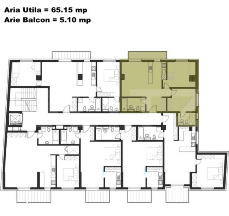 Apartament cu 3 camere, 2 bai, 65 mp, bloc nou, zona Iulius Mall — fotografia 3