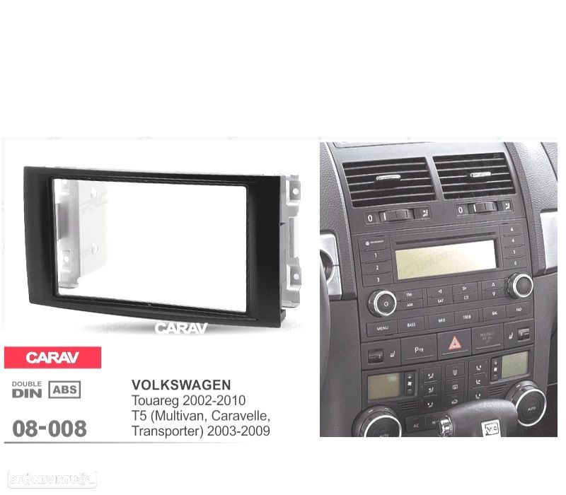 MOLDURA ADAPTADOR PRETO PARA RADIO 2-DIN PARA VOLKSWAGEN VW TOUAREG 02-10 T5 MULTIVAN ELLE TRANSPORT - 3