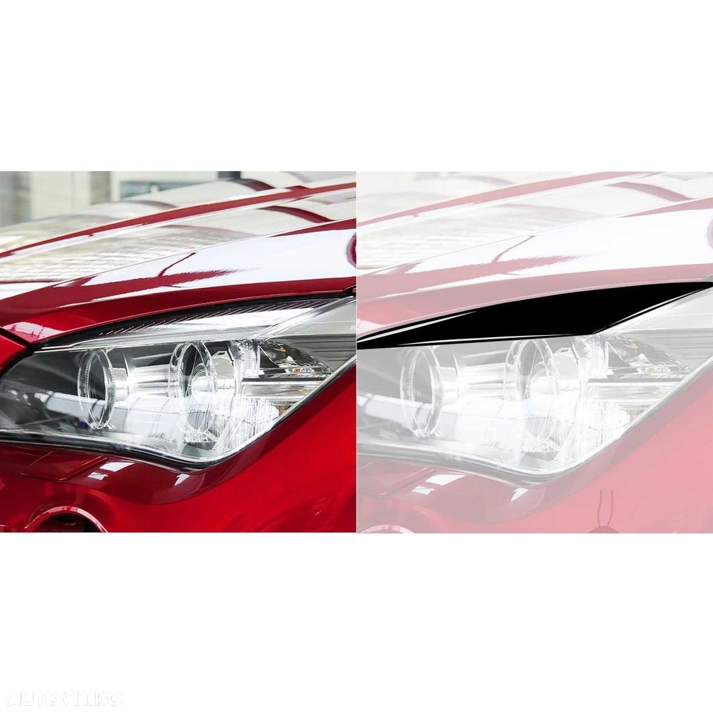 Set 2 Pleoape Faruri Far Adeziv BMW X1 E84 2009 - 2014, Negru Lucios - 5