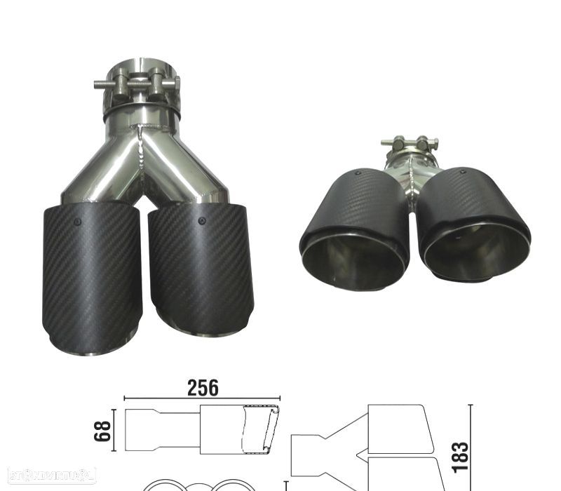 PONTEIRA DE ESCAPE CARBONO DUPLA DIREITA - 2