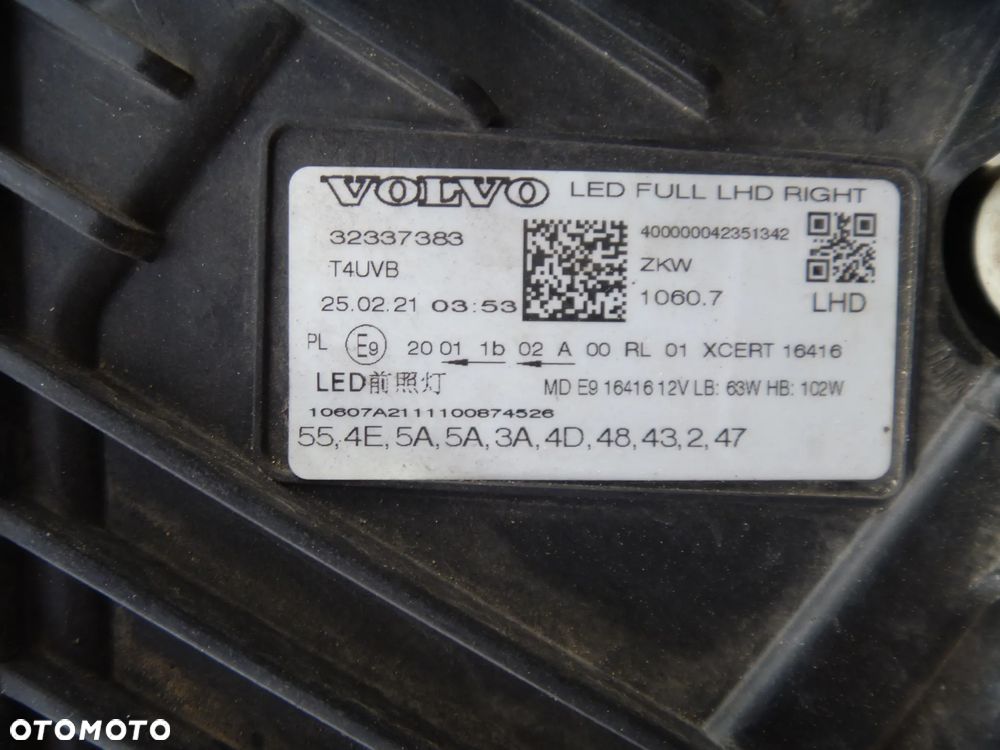 VOLVO XC60 II LIFT LAMPA FULL LED PRAWA PRZEDNIA 32337385 ŁADNA - 5